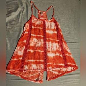 Women's tie dye razors back tank top with a open back